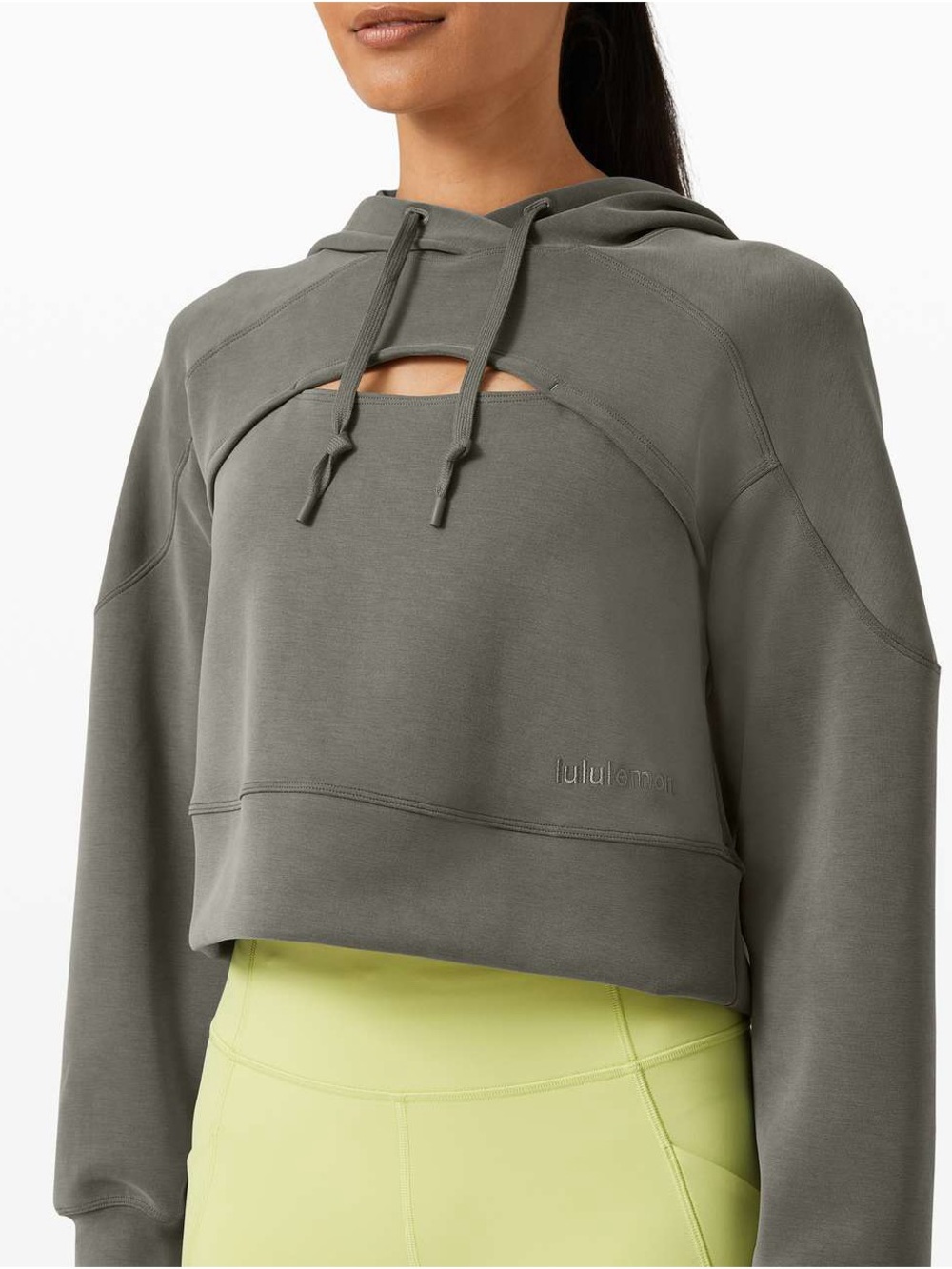 Lululemon Get Centred Crop Hoodie - Grey Sage - Size 6